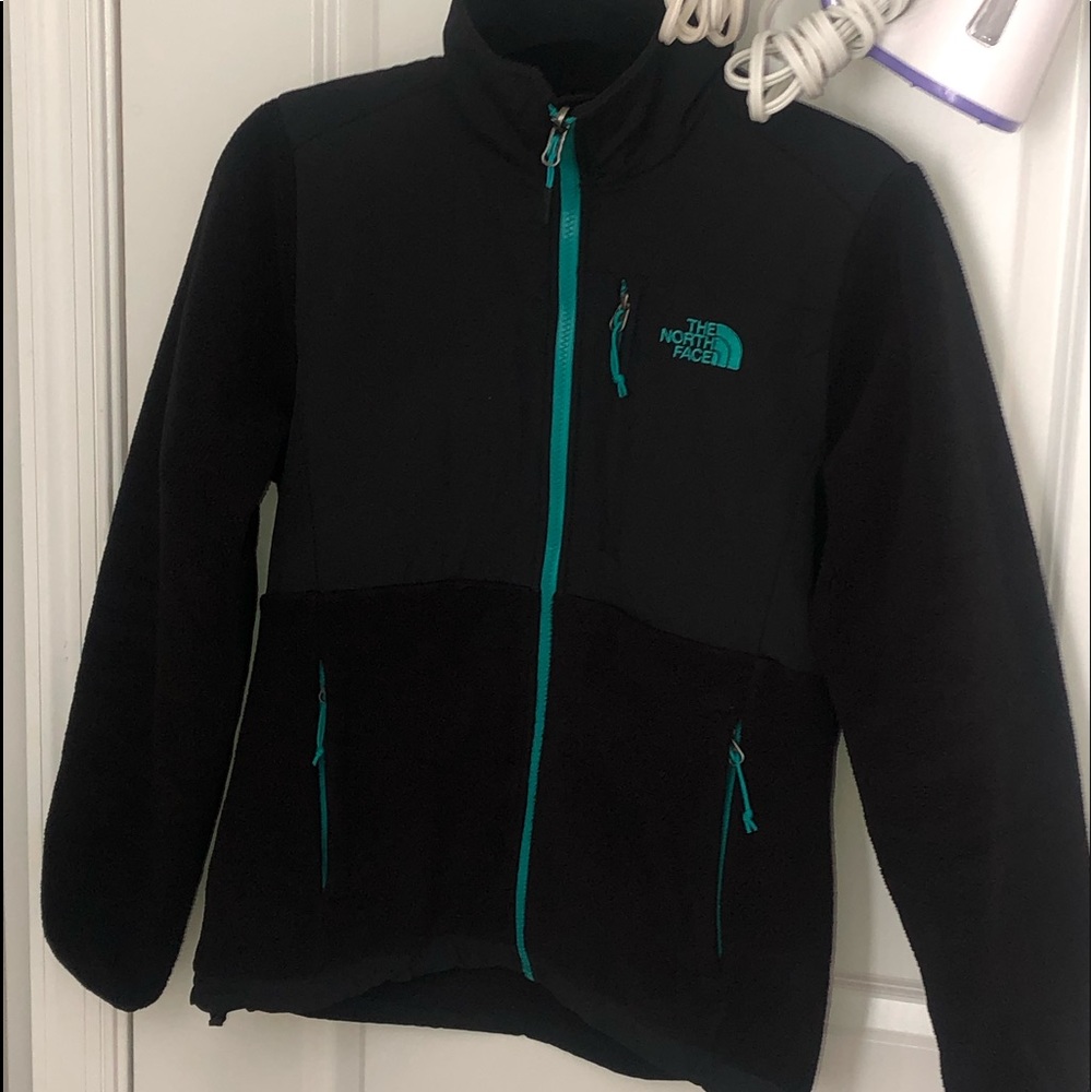 The North Face Women's Denali 2 Fleece Jacket, Small, Black and Teal.